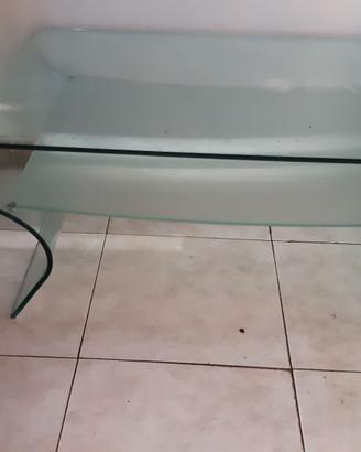 tavolo in vetro da salotto con porta riviste
