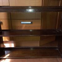 libreria anni '50 a 3 ripiani in legno scuro