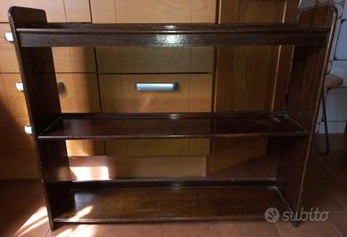 libreria anni '50 a 3 ripiani in legno scuro