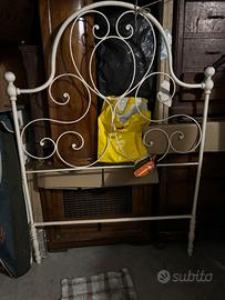 Letto in ferro battuto cm 120 bianco panna