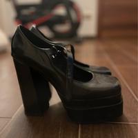 Decollete doppio platform in vernice nera tacco 14