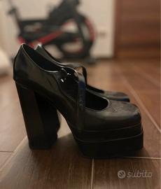 Decollete doppio platform in vernice nera tacco 14