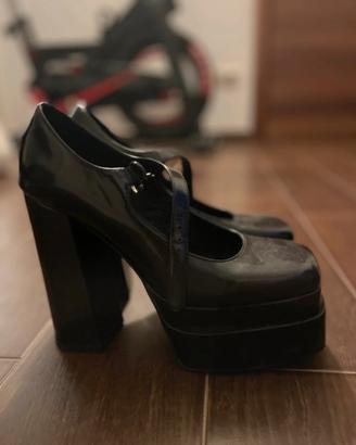 Decollete doppio platform in vernice nera tacco 14