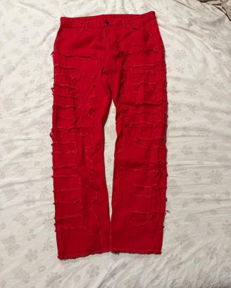 Jeans Rossi Sfrangiati Trap/Drip Distressed Y2K