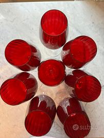 8 bicchieri vino vetro rosso natale
