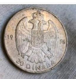 argento Jugoslavia Pietro II,20 dinara 1938