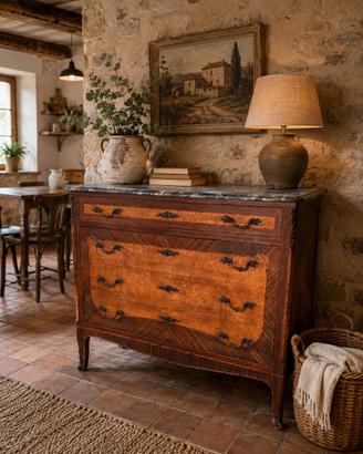 Credenza a 4 cassetti con piano in marmo 