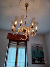 Lampadario anno 1958 vetro soffiato