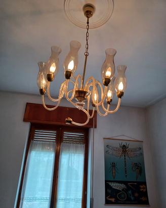 Lampadario anno 1958 vetro soffiato