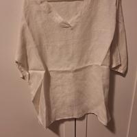 Camicia maniche corte in lino bianca