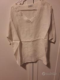 Camicia maniche corte in lino bianca