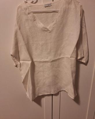 Camicia maniche corte in lino bianca