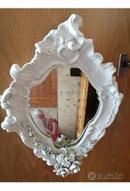ANTICO SPECCHIO SPECCHIERA CON CORNICE IN PORCELLA