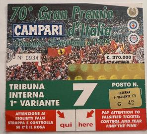 Biglietto gran premio Monza1999 tribuna 1’variante