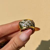Anello fascia oro 18kt e 4 file diamanti naturali