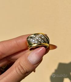 Anello fascia oro 18kt e 4 file diamanti naturali