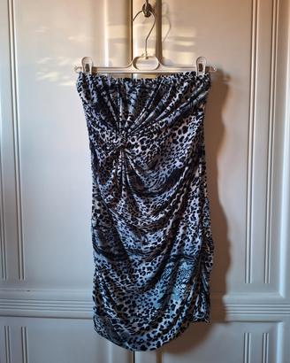 Miniabito a fascia animalier grigio - Y2K