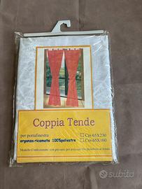 Coppia tende portafinestra organza ricamata nuove