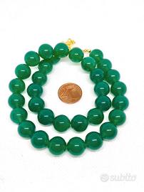 Collana in pietra dura Agata Verde 12 mm diametro