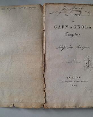 ALESSANDRO MANZONI IL CONTE DI CARMAGNOLA 1820