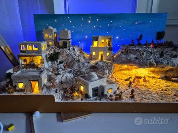 presepe artigianale completo 87x49x38 cm