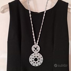 collana lurex argento e perle nere 