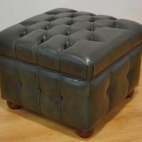 Pouf Chesterfield pelle verde 55x55 cm Capitonnè