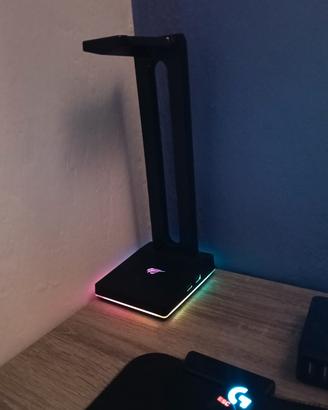 Porta cuffie Havit RGB con hub USB – come nuovo