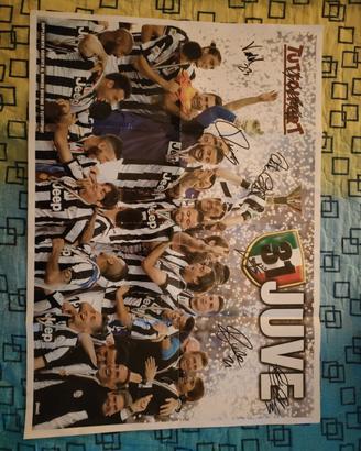 autografi Juventus su poster scudetto  2012 2013