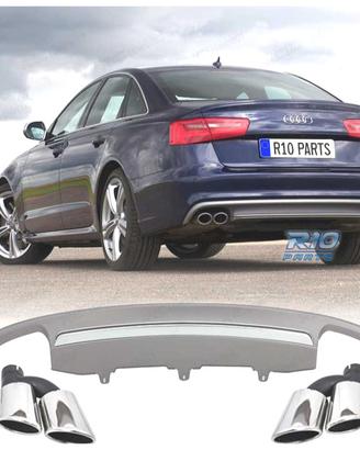 DIFFUSORE AUDI A6 4G 10- LOOK S6 + TERMINALI DI SC