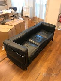 DIVANO VINTAGE IN PELLE NERO ANNI 90