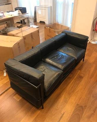 DIVANO VINTAGE IN PELLE NERO ANNI 90