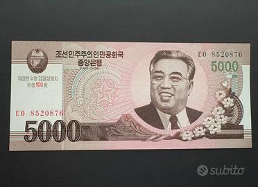 Banconota Corea Nord 5000 won 2008 Kim II Sung FDS