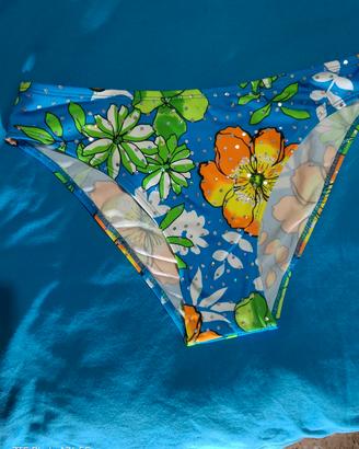 Slip bikini fantasia floreale con punti luce tg.L
