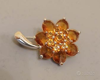 Spilla vintage anni 80 a fiore strass