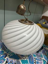 Lampadario sospeso vintage 70 Murano swirl vetro