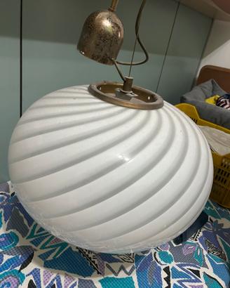 Lampadario sospeso vintage 70 Murano swirl vetro