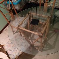 Set Pranzo Vintage in Midollino e Rattan - Tavolo 