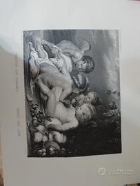 incisione antica rubens 4 putti con agnello 