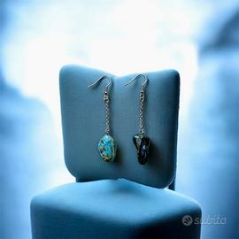 Orecchini pendenti in crisocolla e serpentino