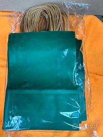 25 sacchetti verde di carta reciclata 15x8x21