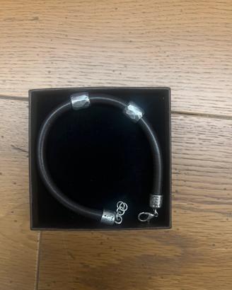 Bracciale in pelle unoargento