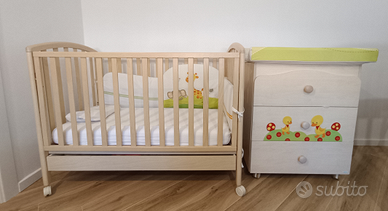 Lettino con materasso e Mobiletto fasciatoio Mibb