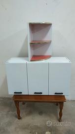 vintage mobiletto pensile angoliera smaltati