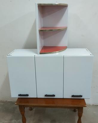 vintage mobiletto pensile angoliera smaltati