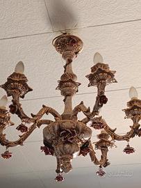 Lampadario in porcellana di Capodimonte 