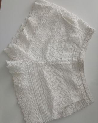 Eleganti pantaloncini donna pizzo bianco 