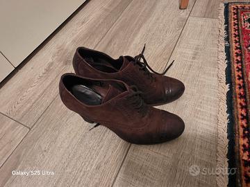 scarpe francesine in pelle con tacco n.36