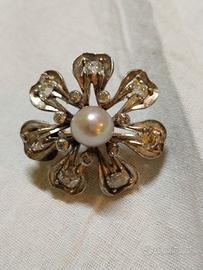 spilla in oro argento e diamanti 