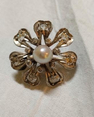 spilla in oro argento e diamanti 